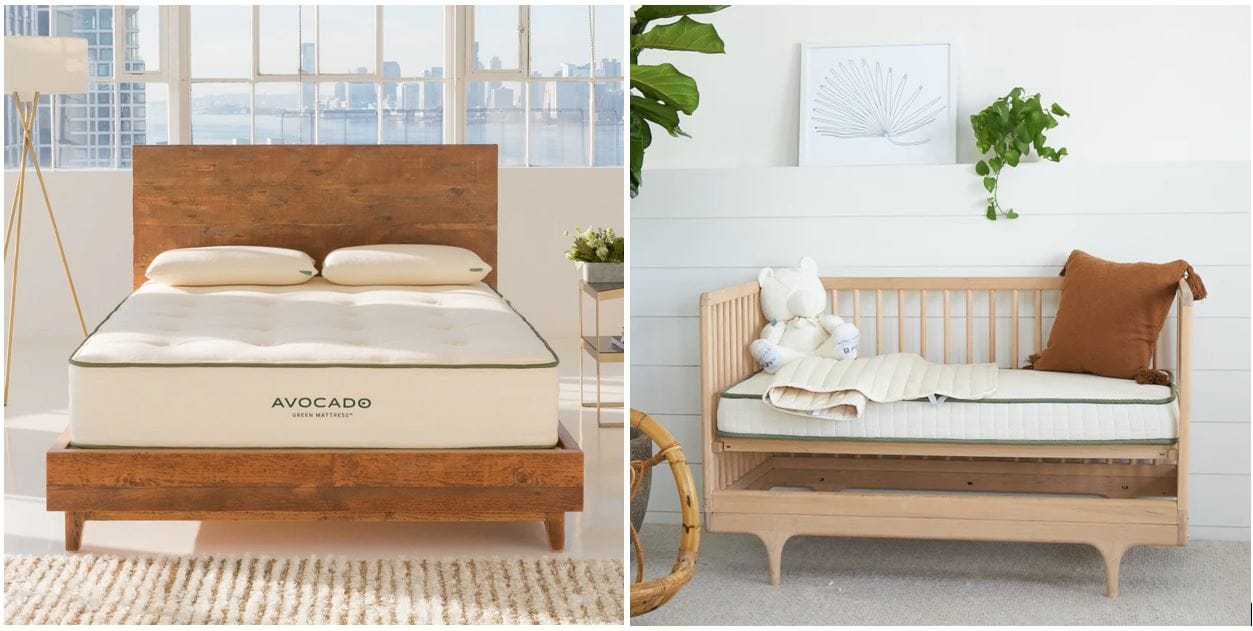 Organic Mattress from Avocado; eco-friendly crib mattress for baby and toddler beds; aesthetic furniture online store